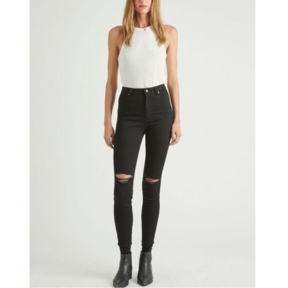 Rolla’s East Coast Ankle Skinny Jeans High-Rise Black Ripped Knees Size 25 NWT
